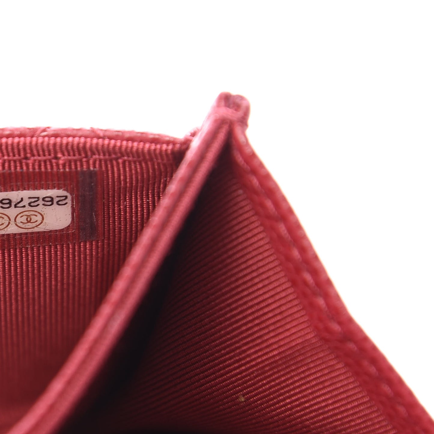 Caviar Quilted Flap Card Holder Wallet Red