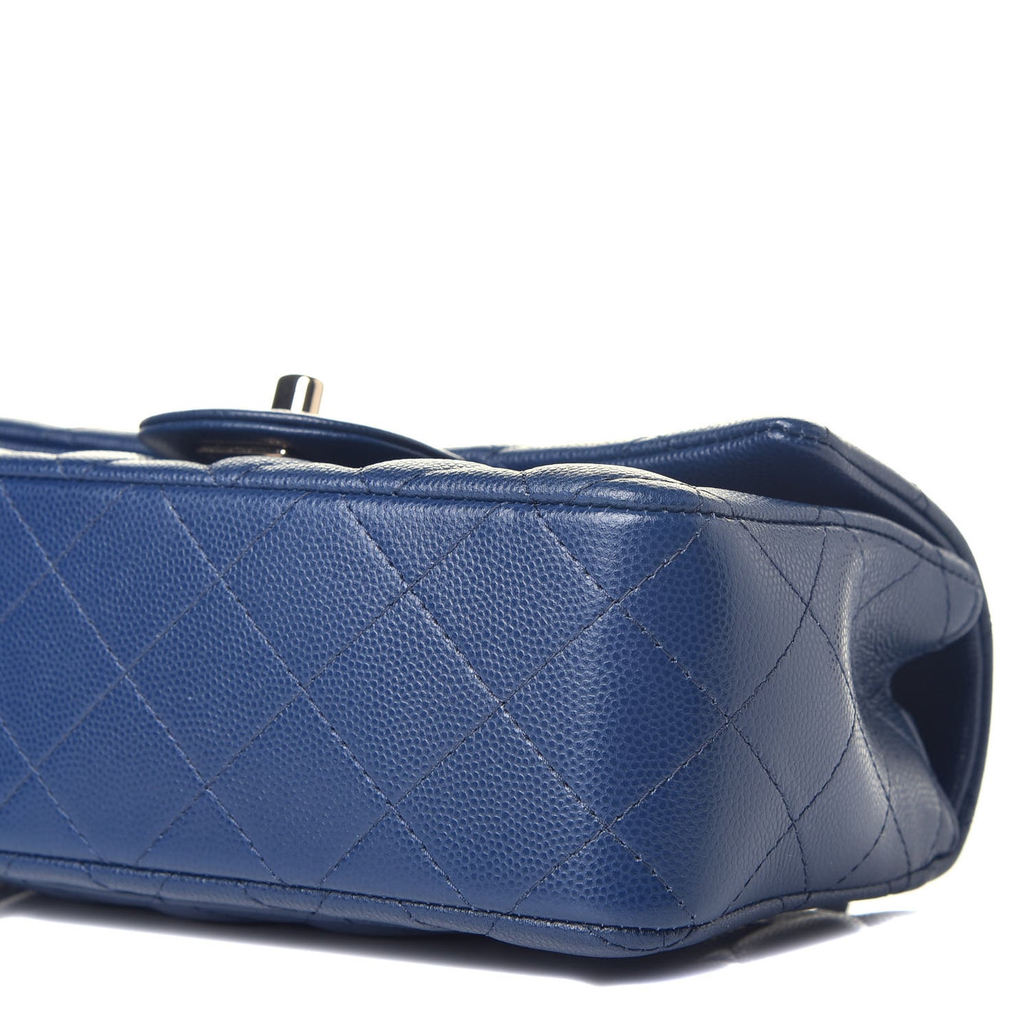 Caviar Quilted Mini Rectangular Flap Blue