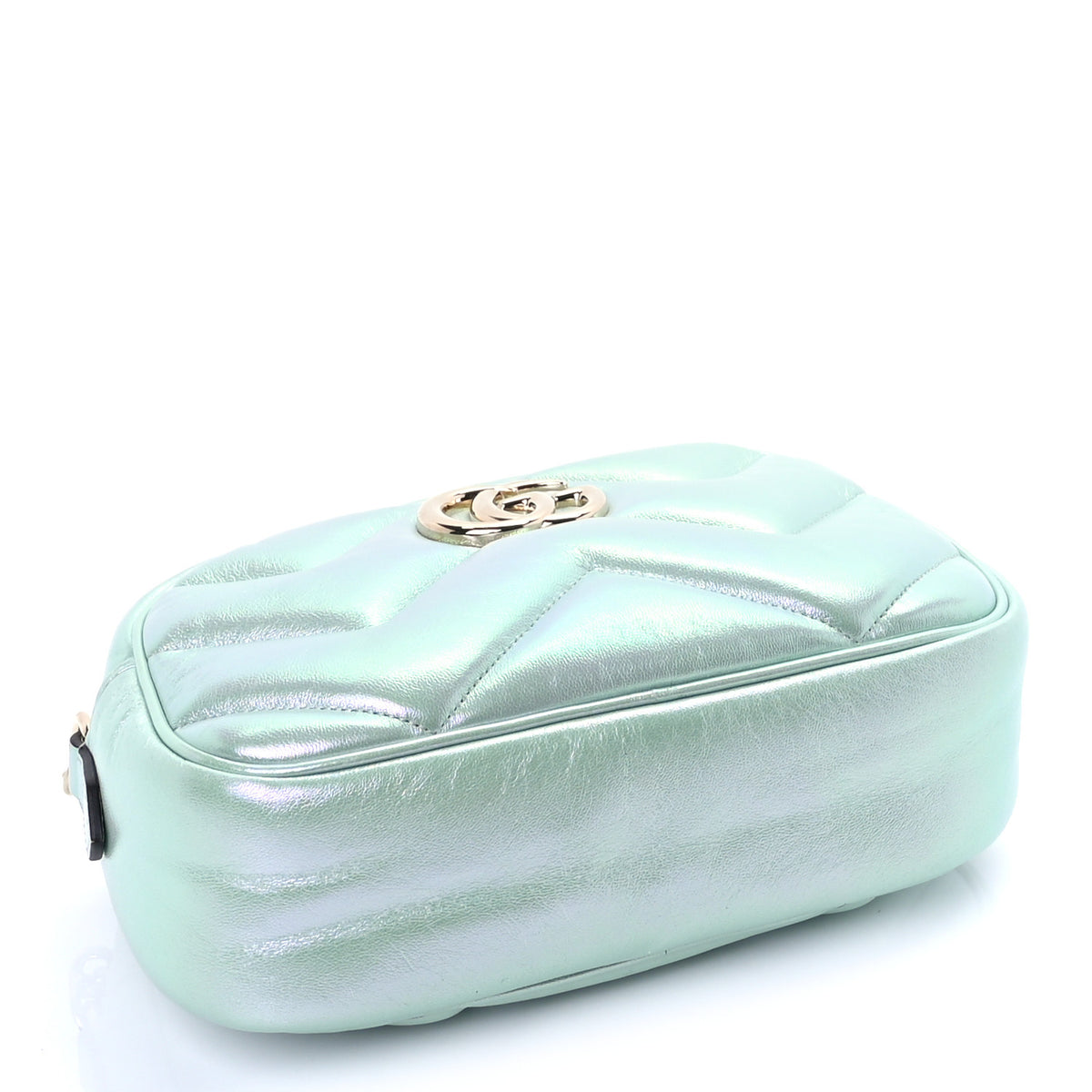 Iridescent Nappa Chevron Matelasse Small GG Marmont Chain Shoulder Bag Iridescent Salvy Green