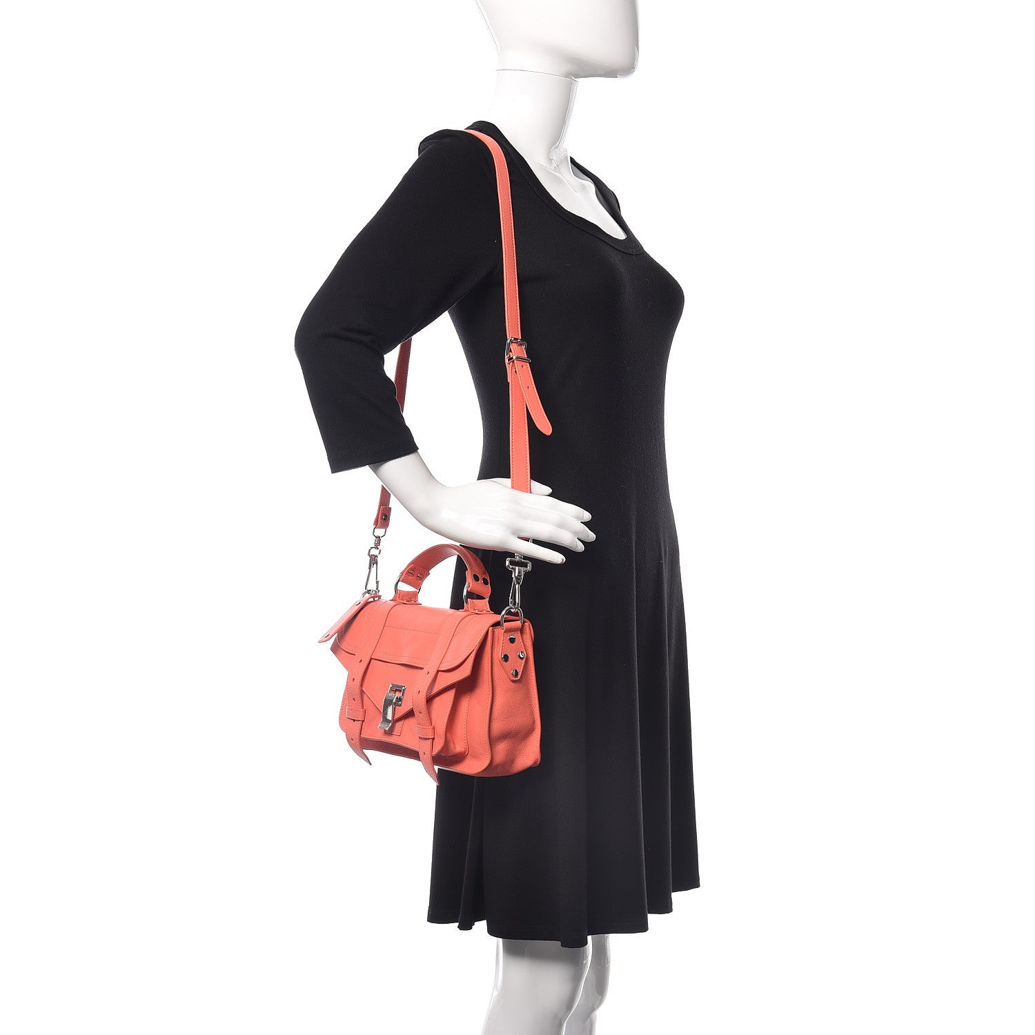 Proenza Schouler Lambskin Tiny PS1 Satchel Neon Coral 2 of 8