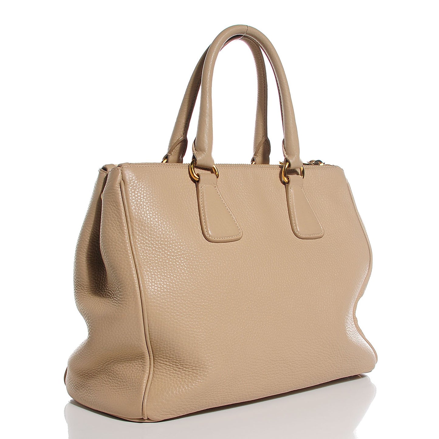 Vitello Daino Large Double Zip Tote Sabbia