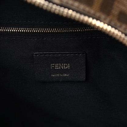 Fendi Glazed Fabric Vitello Century FF 1974 Stamp Patch Mini Backpack Mogano Panna Black 5 of 11