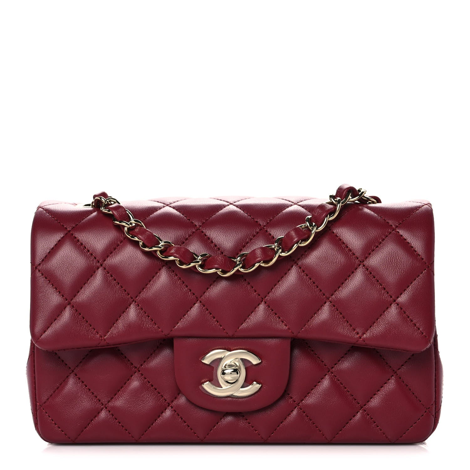Chanel Lambskin Quilted Mini Rectangular Flap Burgundy 1 of 11