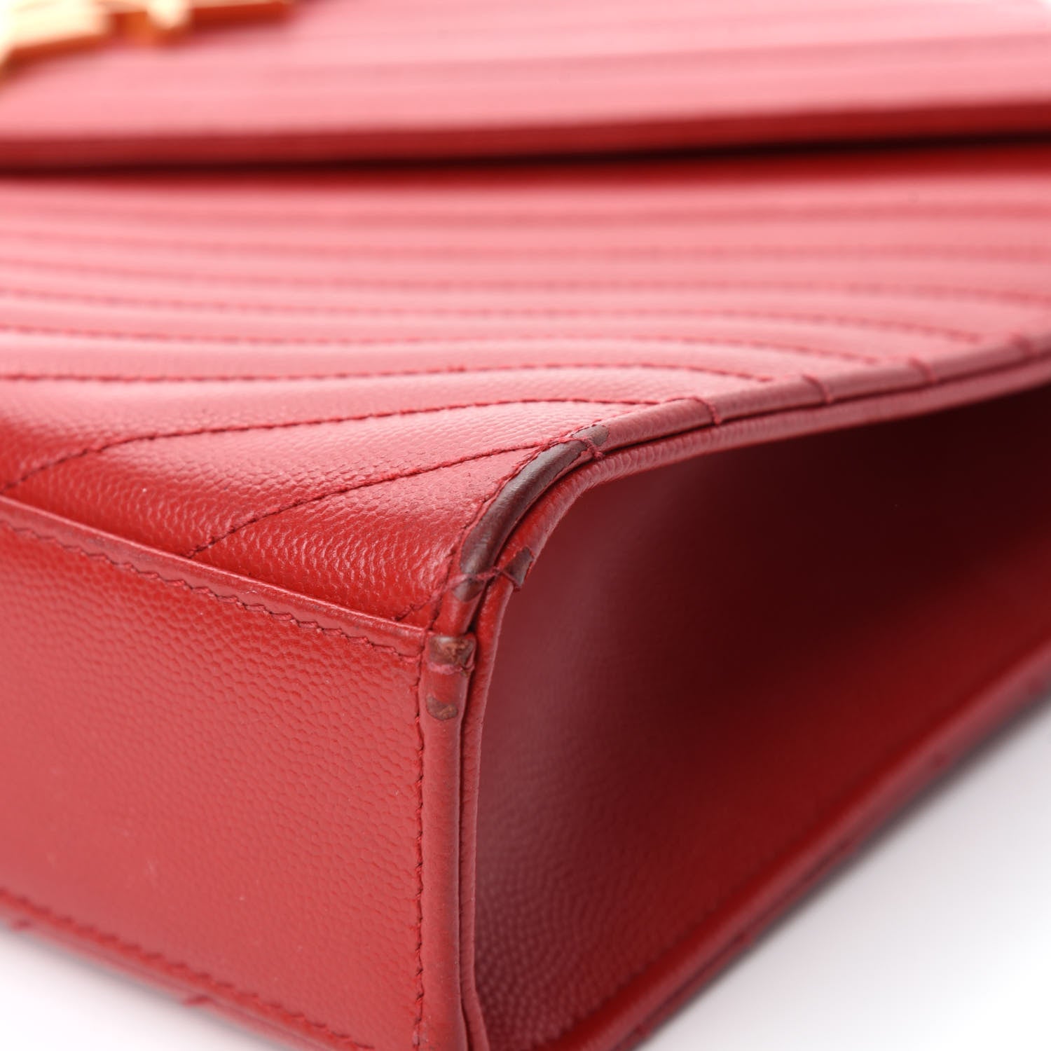 Saint Laurent Grain De Poudre Matelasse Chevron Large Monogram Satchel Lipstick Red 9 of 18