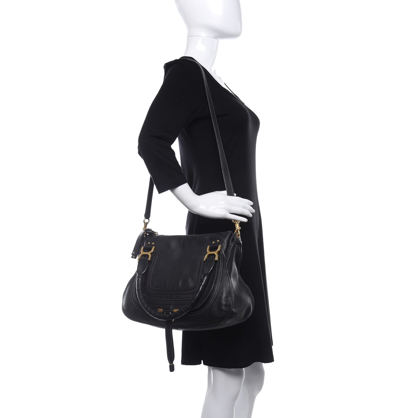 Calfskin Medium Marcie Satchel Black