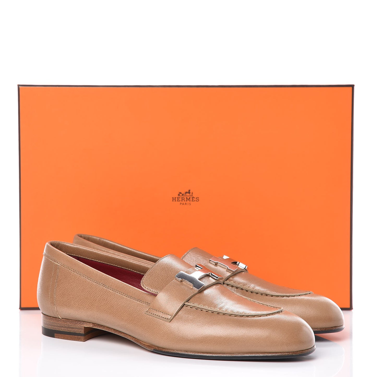 Goatskin Womens Paris Loafers 36.5 Etoupe