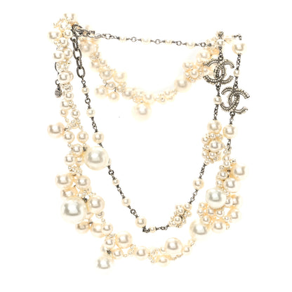 Chanel Pearl CC Cluster Necklace Silver 3 of 7
