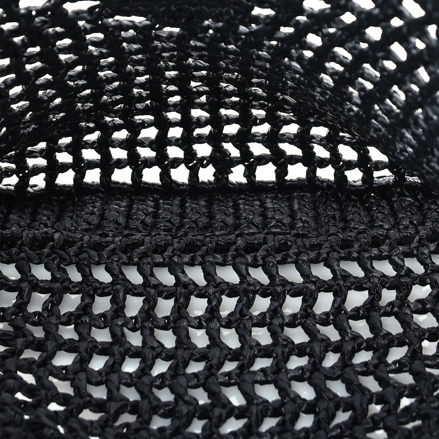 Prada Yarn Raffia Effect Crochet Logo Embroidered Tote Bag  Black 4 of 8