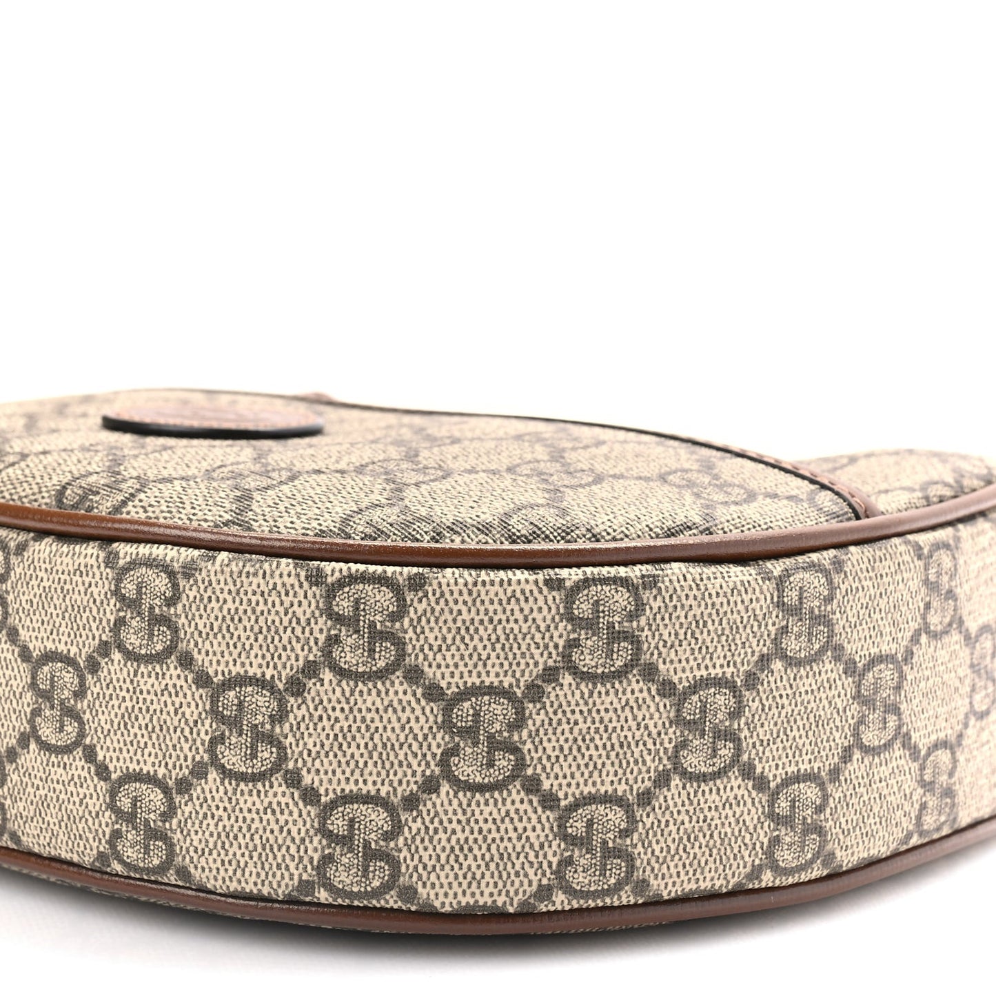 GG Supreme Monogram Azalea Calfskin Mini Retro Interlocking G Half Moon Bag Beige Ebony Brown Sugar