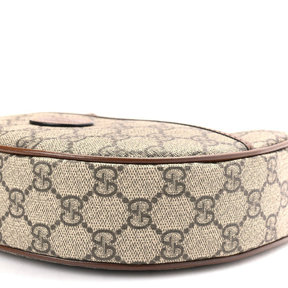 Gucci GG Supreme Monogram Azalea Calfskin Mini Retro Interlocking G Half Moon Bag Beige Ebony Brown Sugar 7 of 8