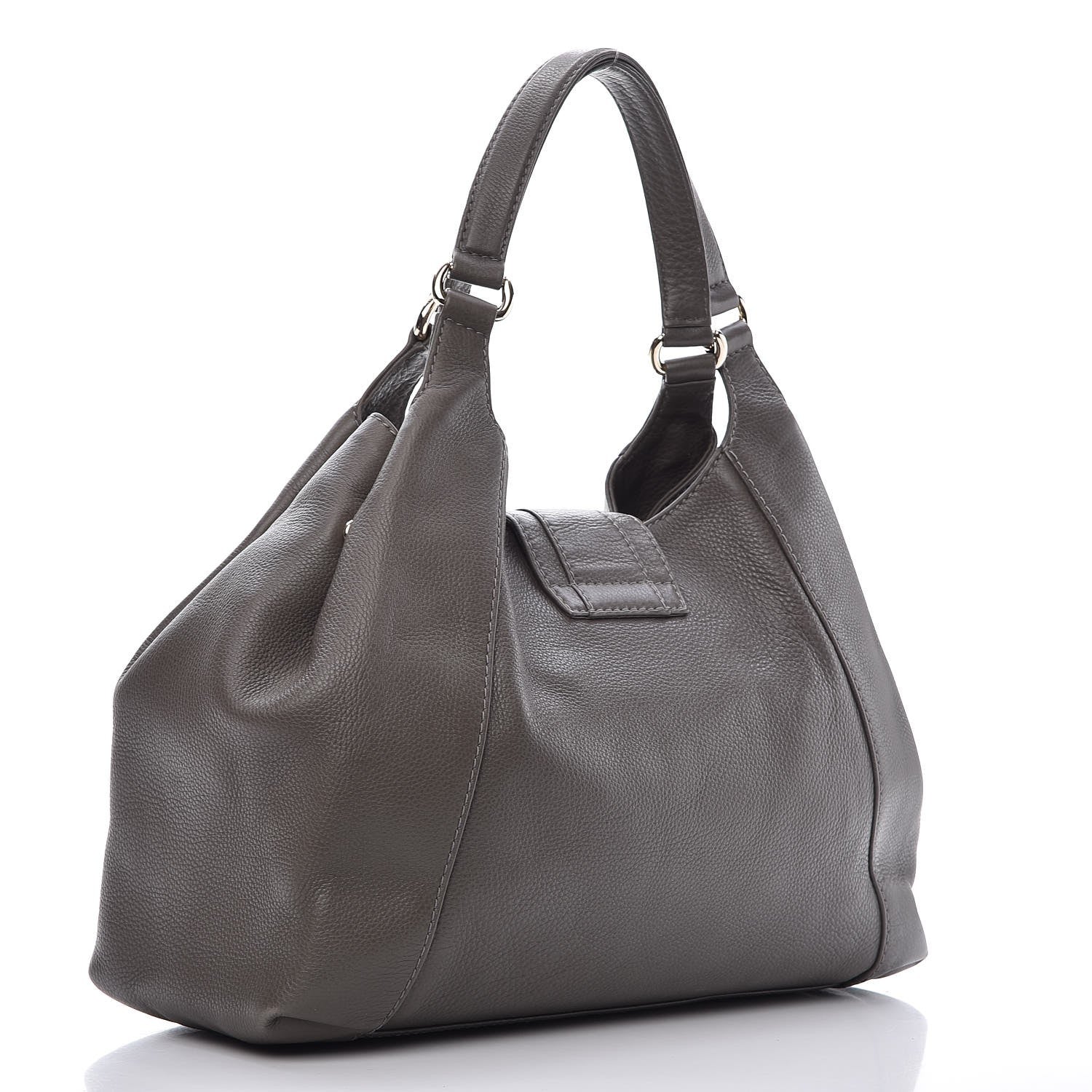 Gucci Pebbled Calfskin Medium Greenwich Shoulder Bag Grey 3 of 8