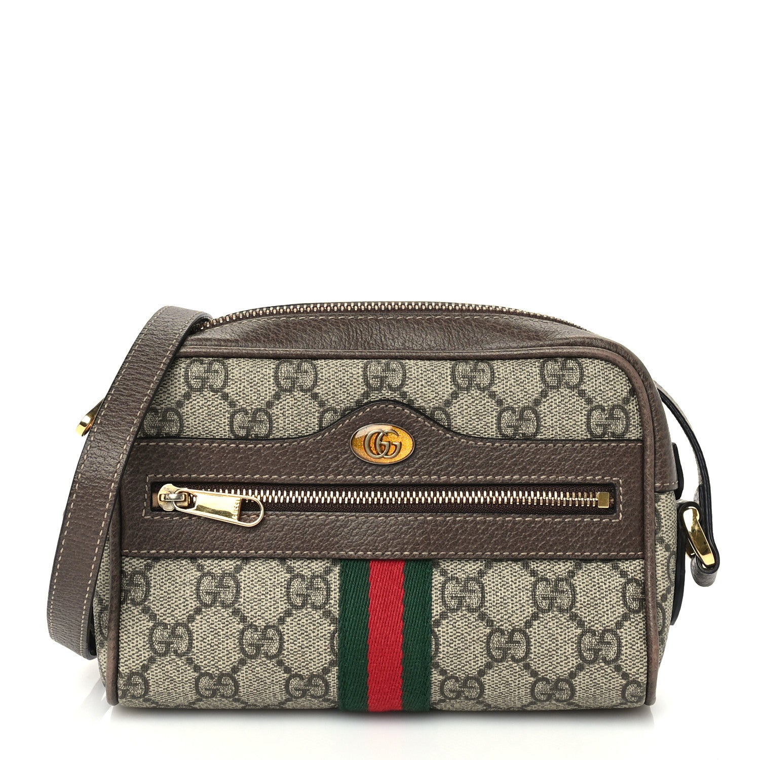 Gucci GG Supreme Monogram Web Mini Ophidia Shoulder Bag Brown 1 of 8