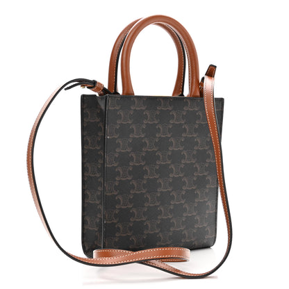 Celine Triomphe Canvas Calfskin Mini Vertical Cabas Tan 3 of 9