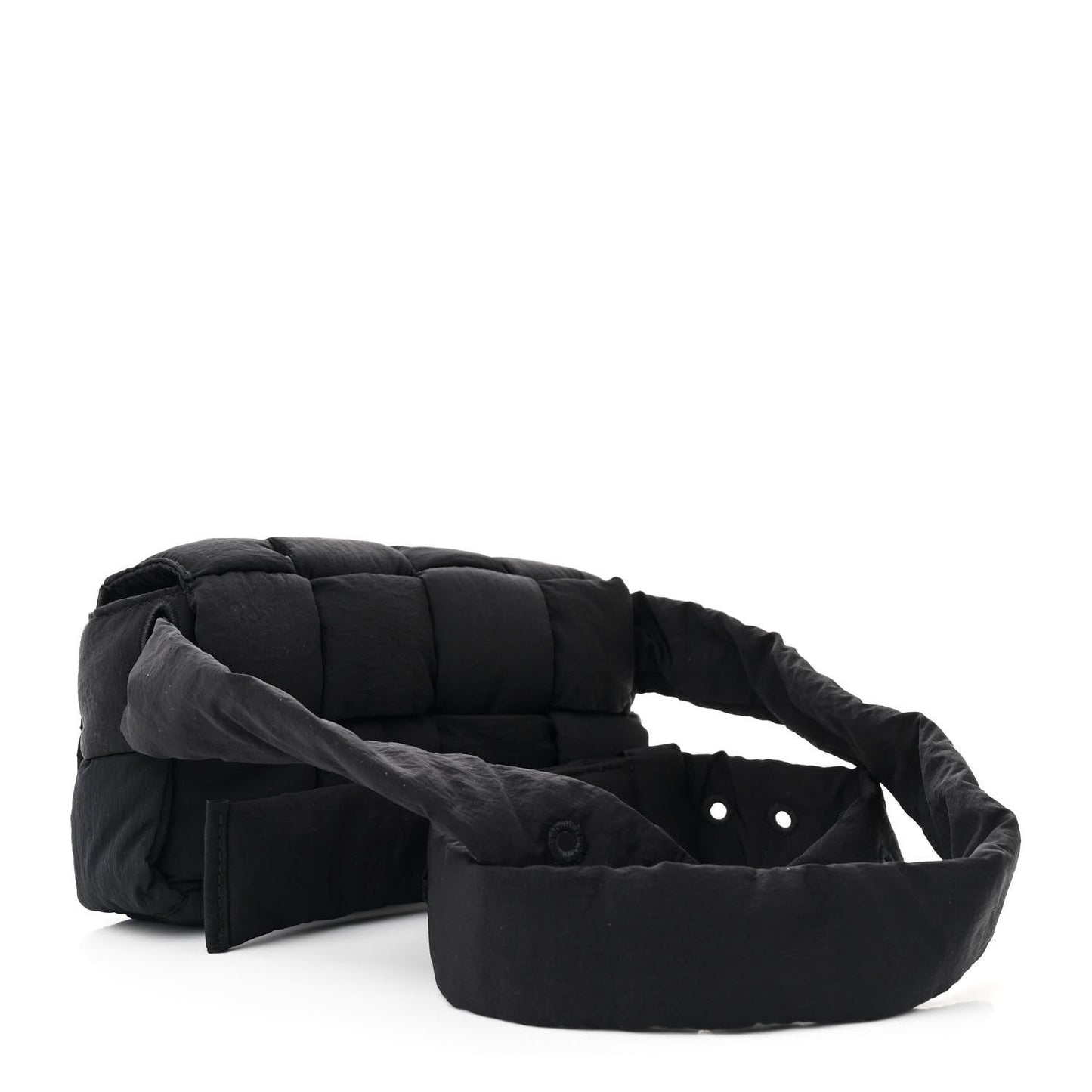 Nylon Intrecciato Padded Tech Mini Cassette Belt Bag Black