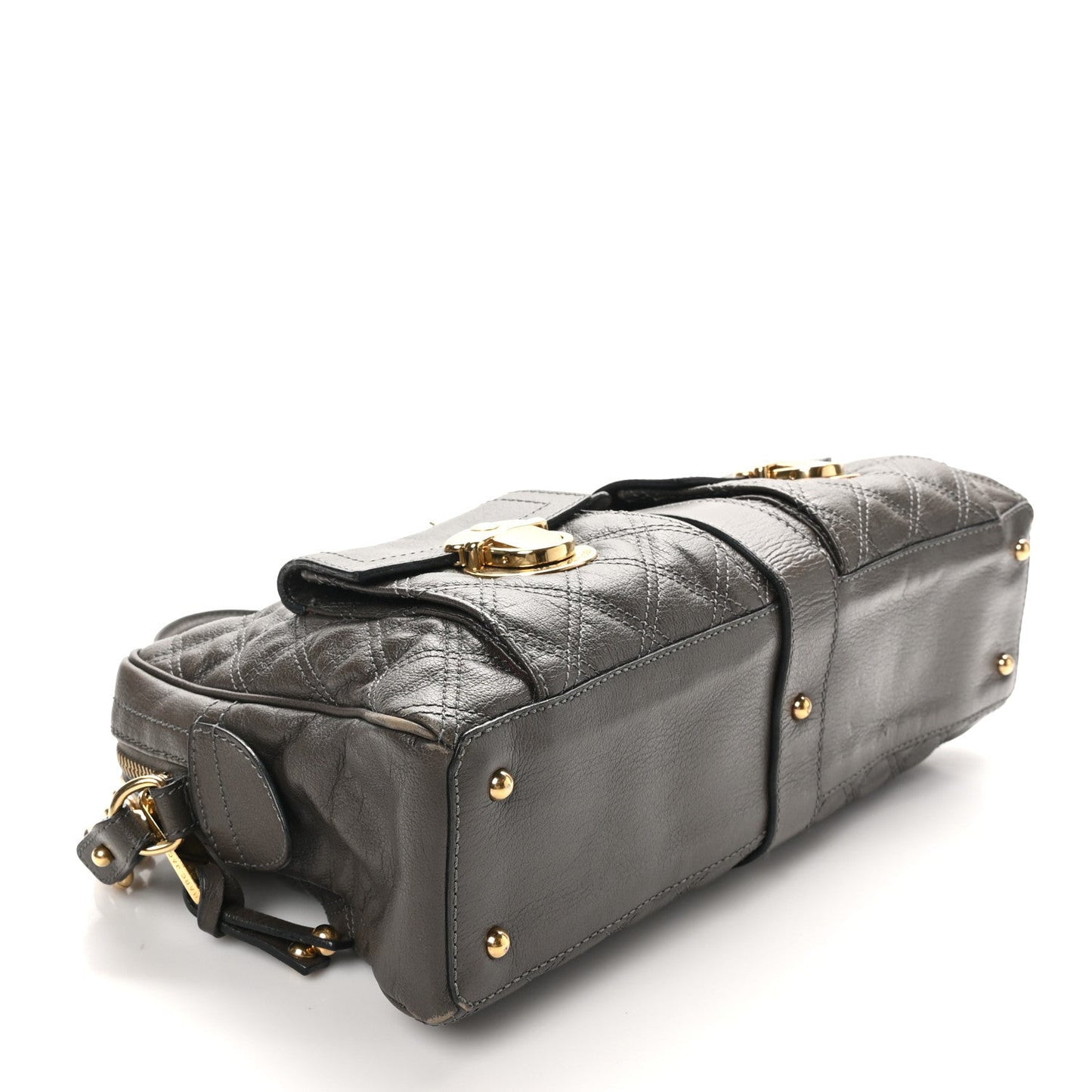 Calfskin Quilted Venetia Satchel Grey