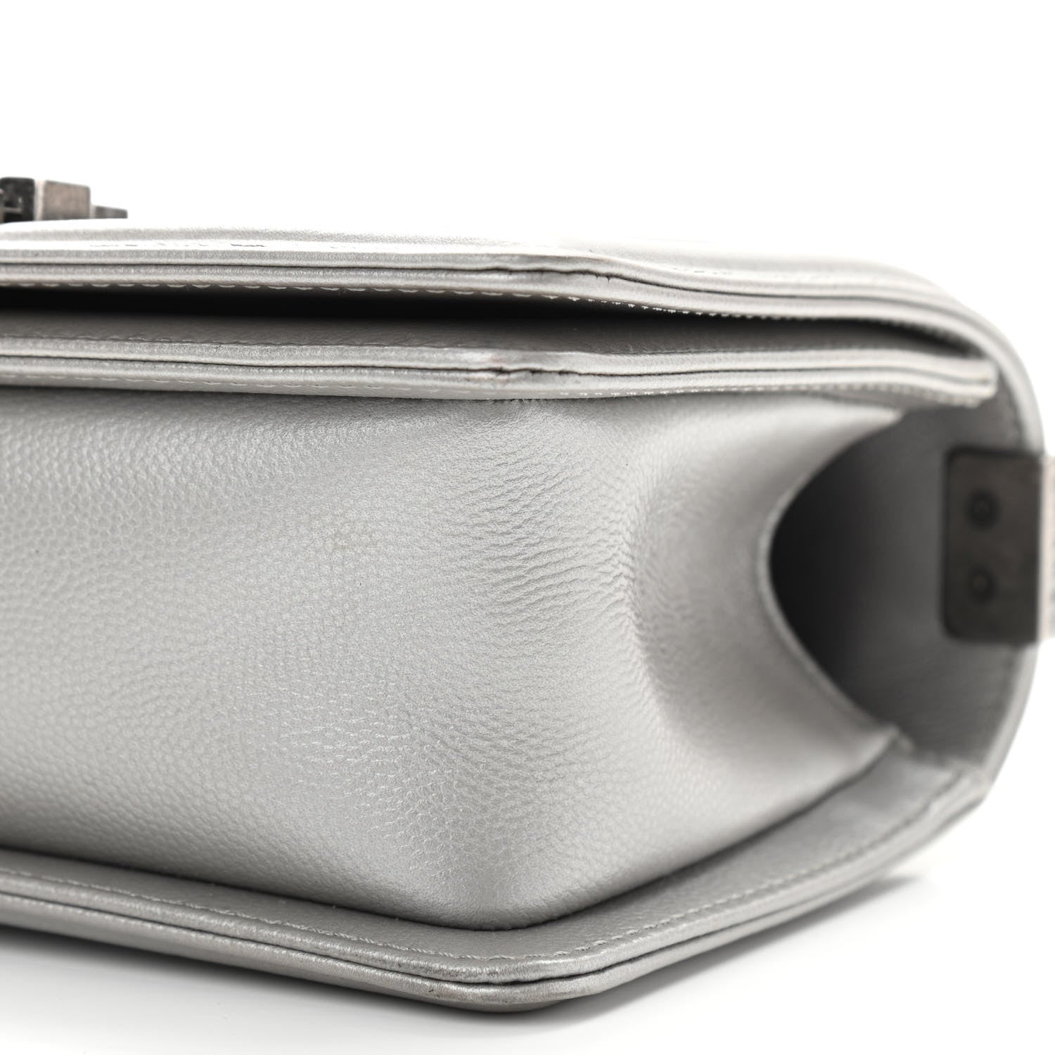 Chanel Metallic Caviar Chevron Quilted Small Boy Flap Silver 10 of 10