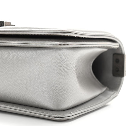 Chanel Metallic Caviar Chevron Quilted Small Boy Flap Silver 10 of 10
