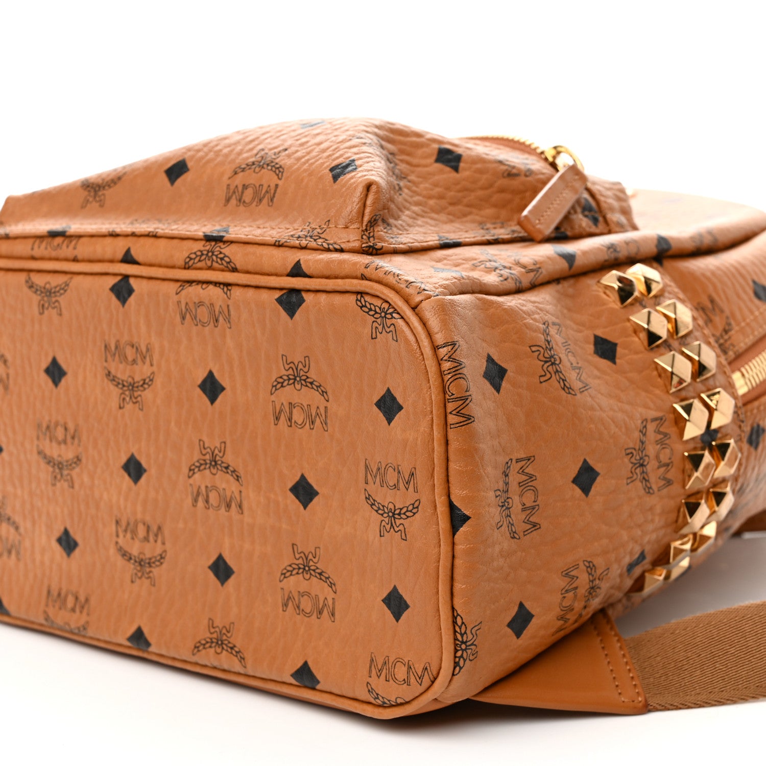 MCM Visetos Small Side Stud Stark Backpack Cognac Cognac 10 of 10