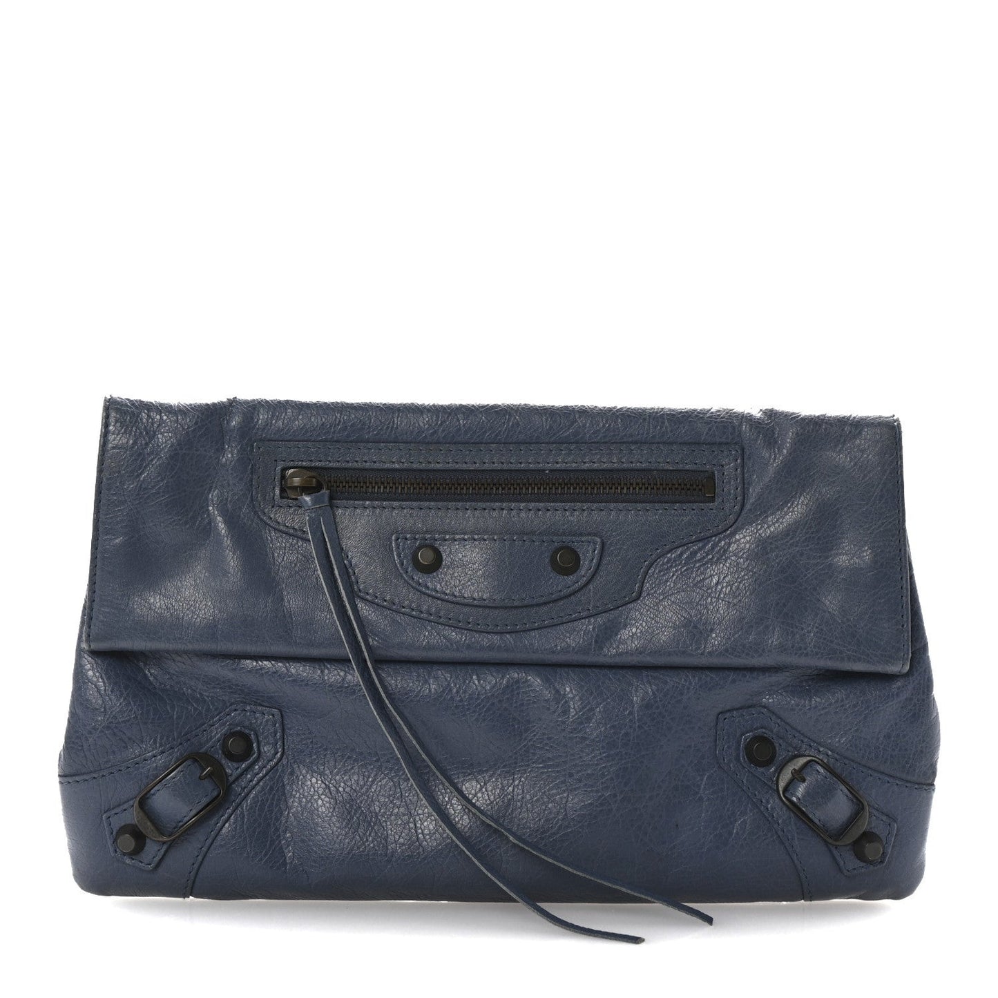 Agneau Classic Hardware Envelope Clutch Bleu Persan
