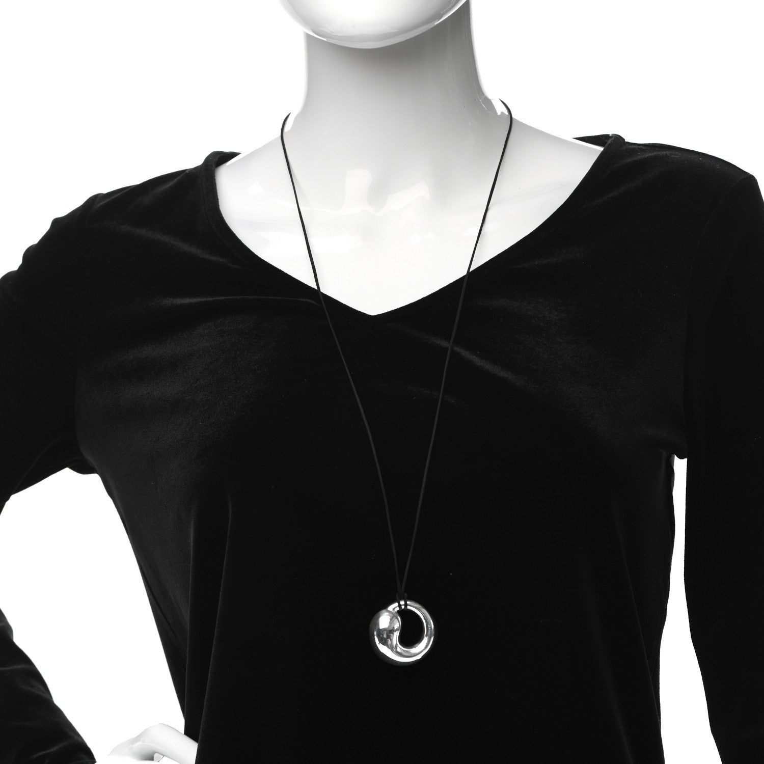 Tiffany Sterling Silver Large Elsa Peretti Eternal Circle Cord Necklace 2 of 5