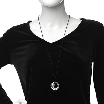 Tiffany Sterling Silver Large Elsa Peretti Eternal Circle Cord Necklace 2 of 5
