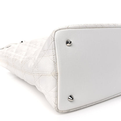 Christian Dior Coated Canvas Cannage Small Panarea Tote White 6 of 8
