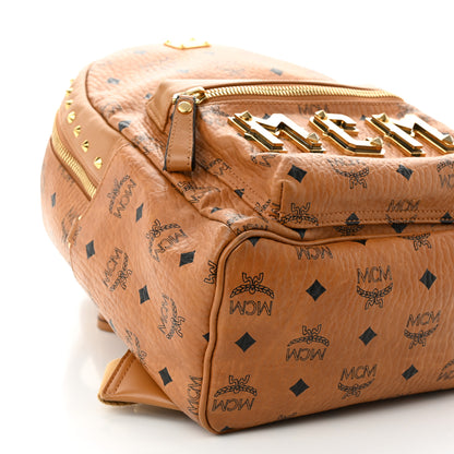 MCM Visetos Studded Small Stark M Logo Collection Backpack Cognac 8 of 9