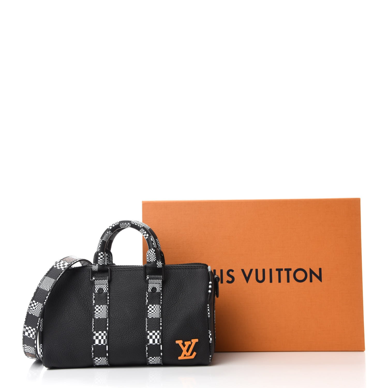 Louis Vuitton Calfskin Damier Distorted Keepall XS Black 10 of 10