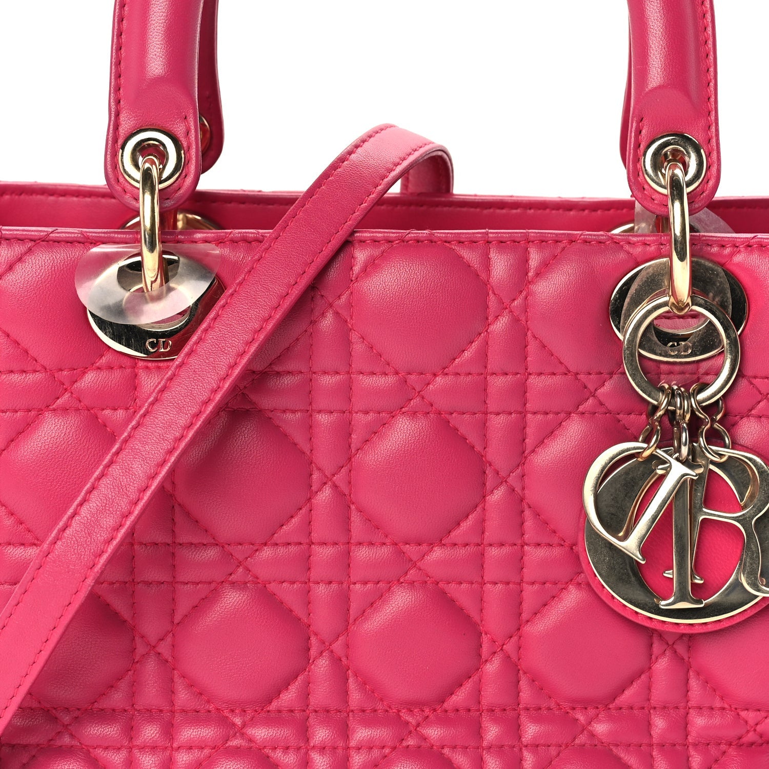 Christian Dior Lambskin Cannage Medium Lady Dior  Fuchsia 6 of 8