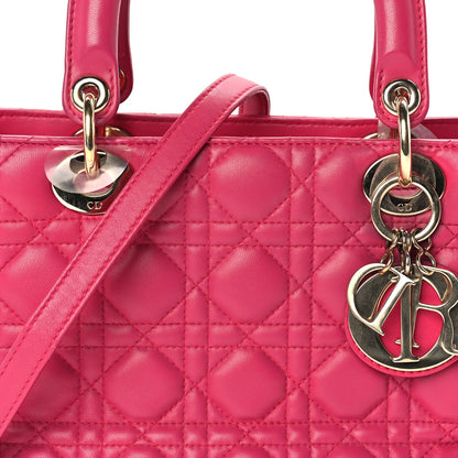 Christian Dior Lambskin Cannage Medium Lady Dior  Fuchsia 6 of 8