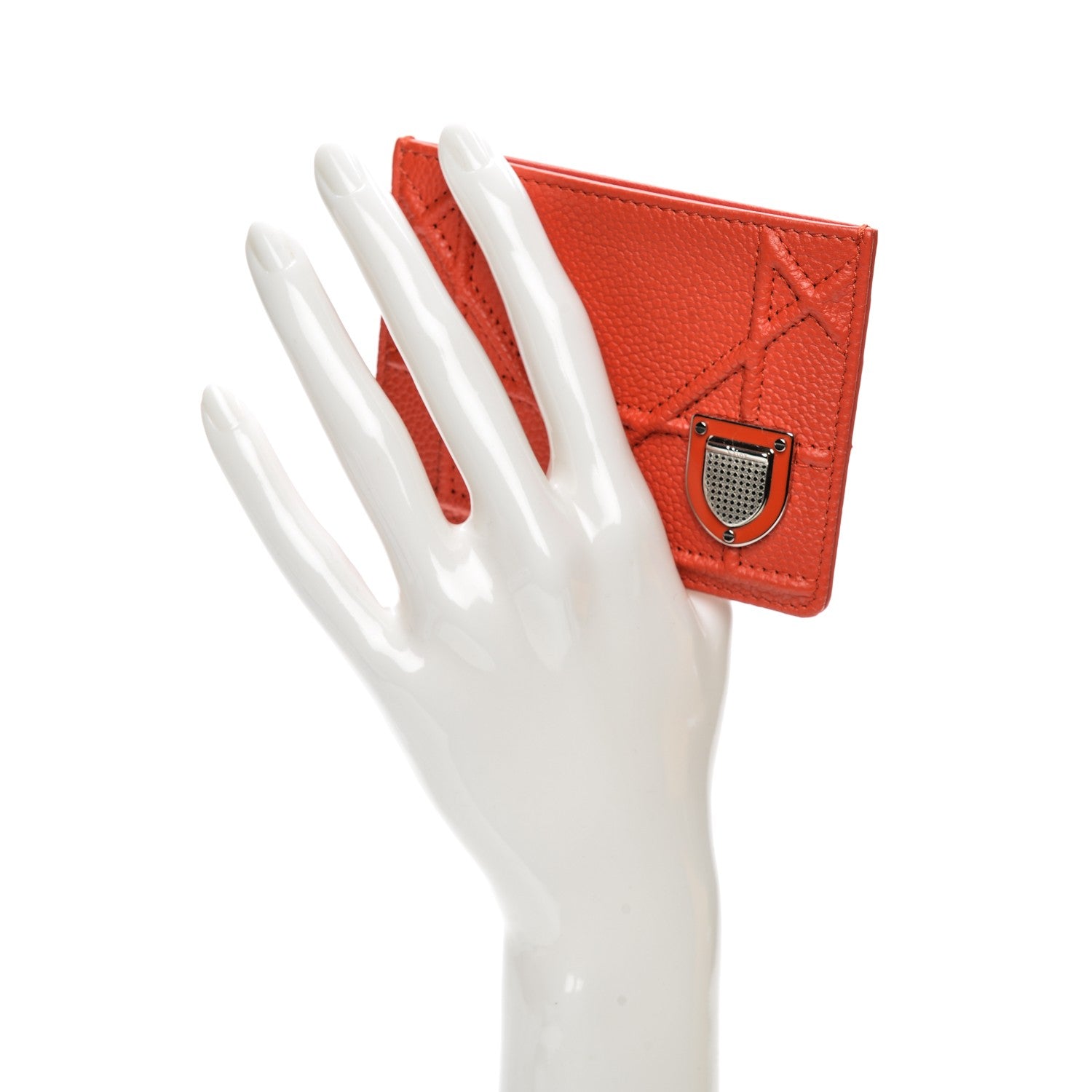 Christian Dior Grained Calfskin Cannage Diorama Card Holder Inferno Red 2 of 7