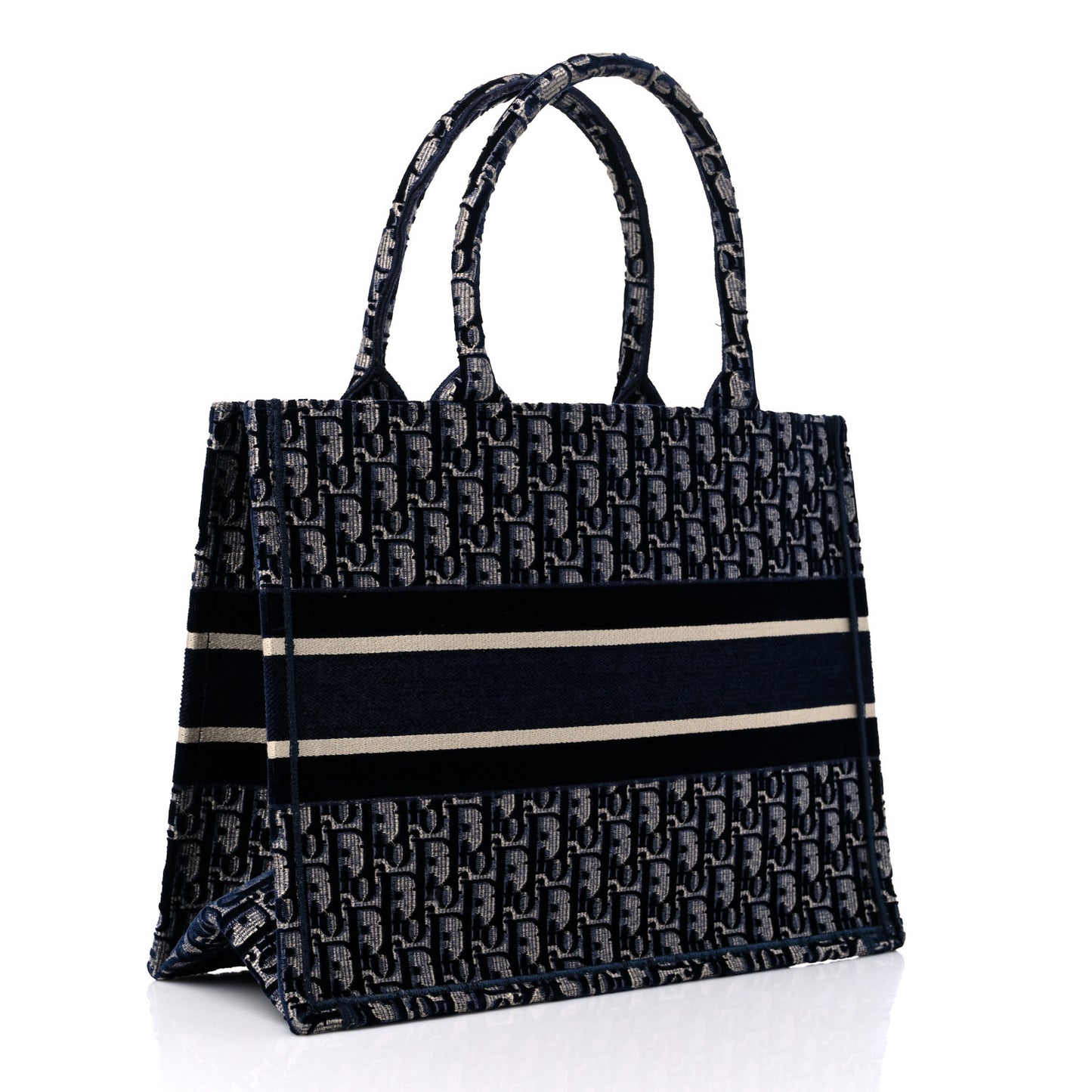 Oblique Velvet Medium Book Tote Blue Multicolor