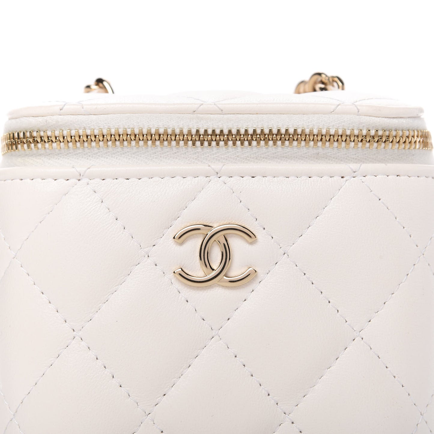 Lambskin Quilted My Chanel Lady Vanity Case With Chain White