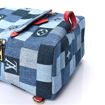 Louis Vuitton Denim Damier Monogram Patchwork Palm Springs Backpack Mini Blue Rouge 8 of 8
