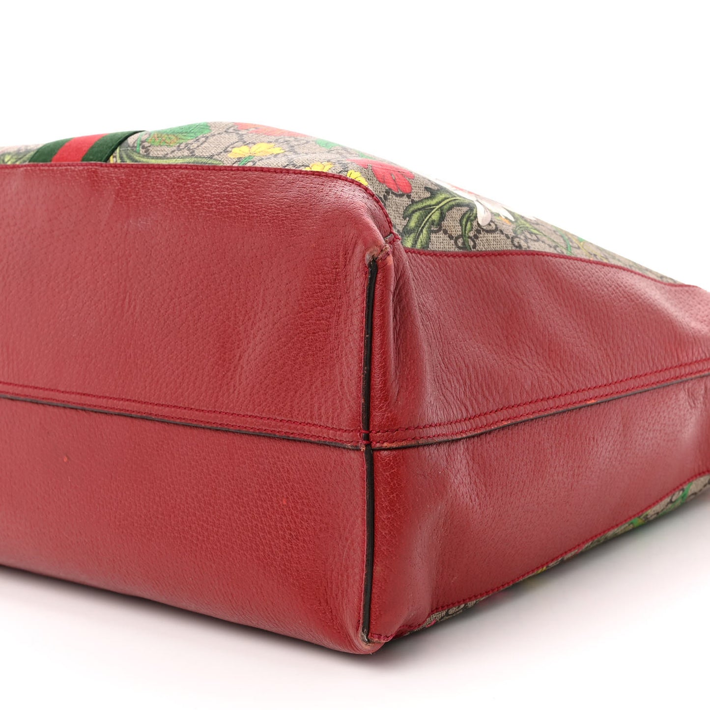 GG Supreme Monogram Flora Web Large Ophidia Tote Red