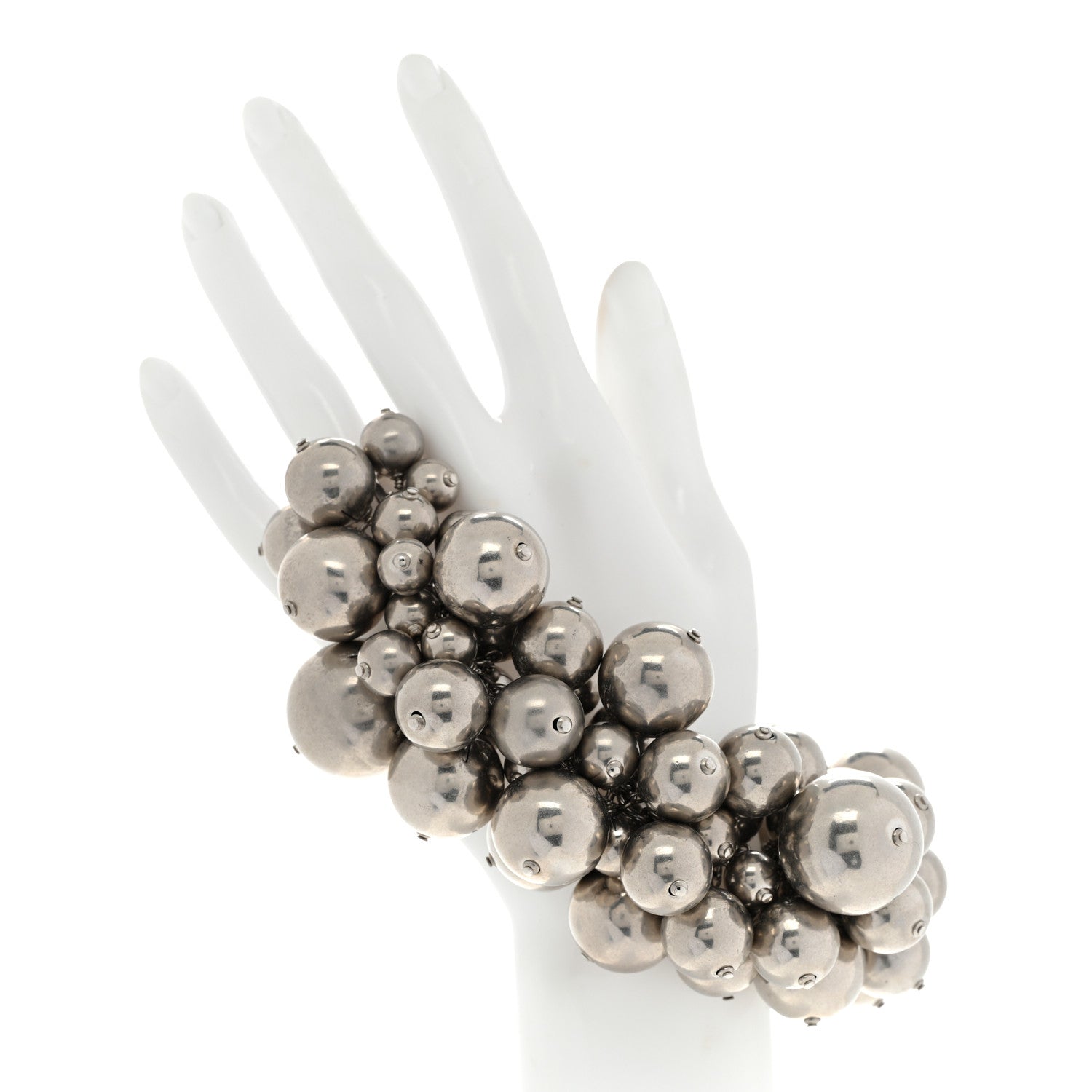 Chanel Metal Beaded CC Cluster Bracelet Ruthenium 2 of 4