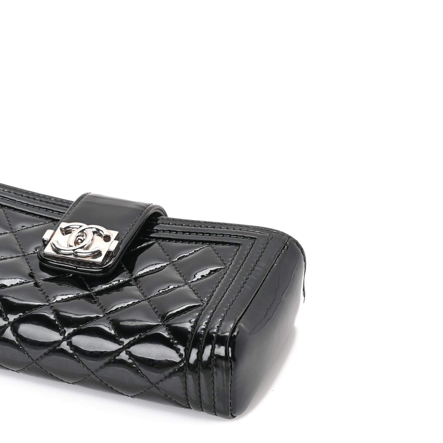 Chanel Patent Mini Boy Phone Holder Clutch Black 9 of 9