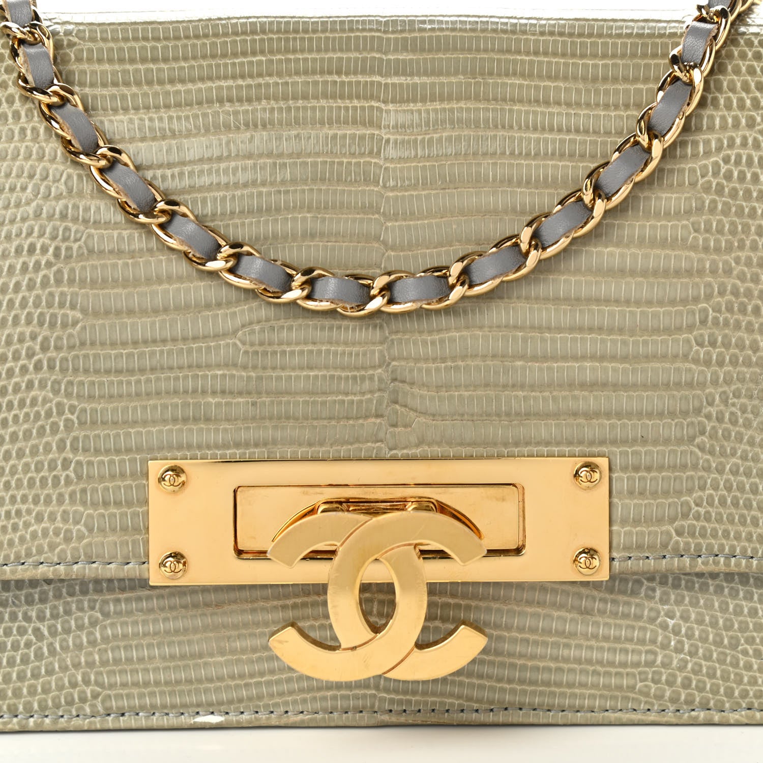 Chanel Lizard Golden Class Wallet on Chain WOC Grey 9 of 12