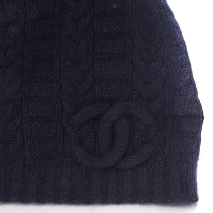 Chanel Merino Wool CC Beanie Hat Navy 4 of 4
