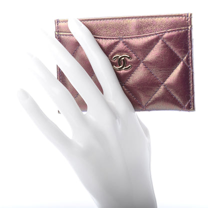 Chanel Iridescent Lambskin Quilted Card Holder Purple 2 of 7