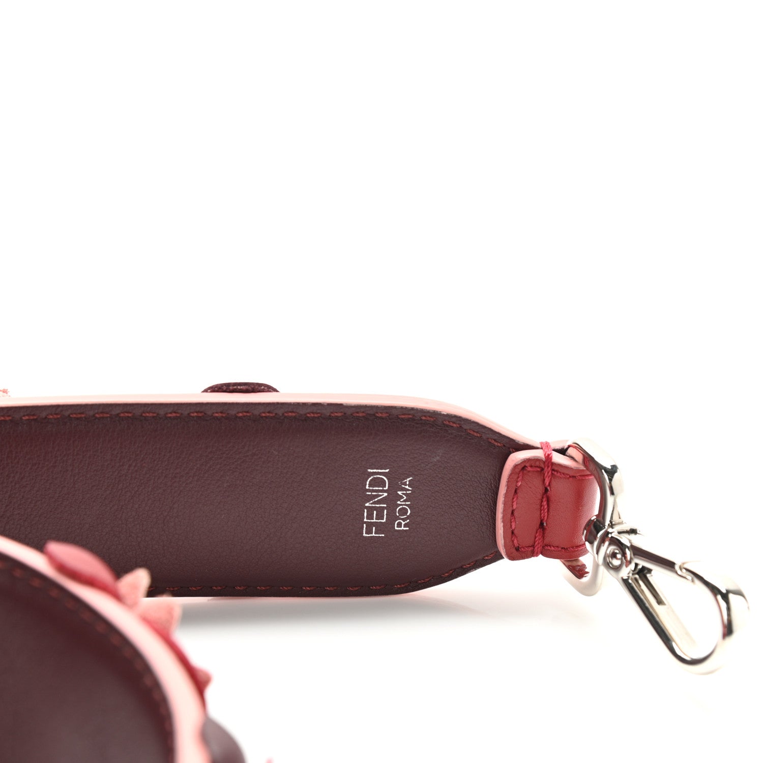 Fendi Vitello Dolce Flowerland Studded Strap You Ribes Bordeaux 3 of 4