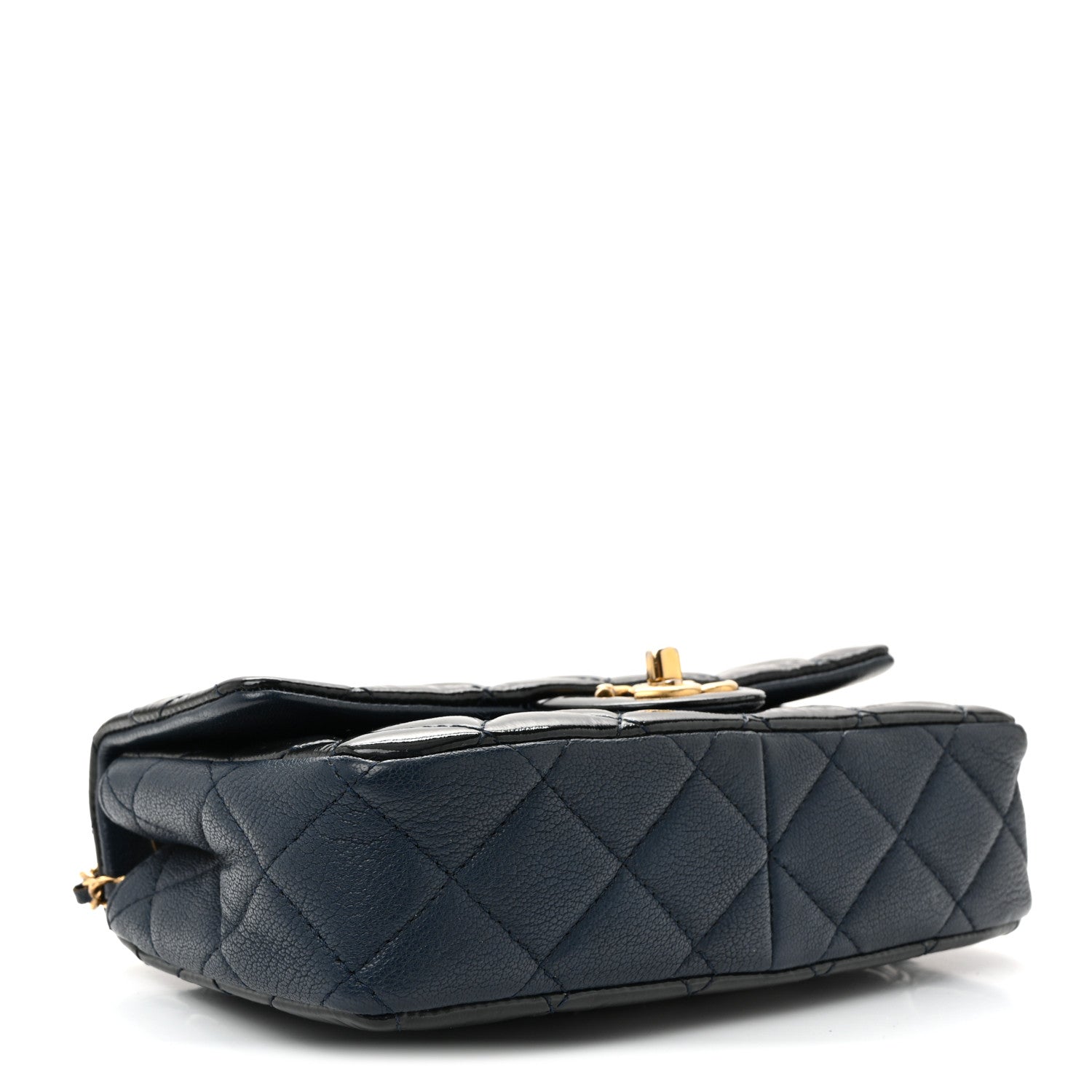 Chanel Patent Goatskin Quilted Medium CC Eyelet Flap Blue 4 of 10
