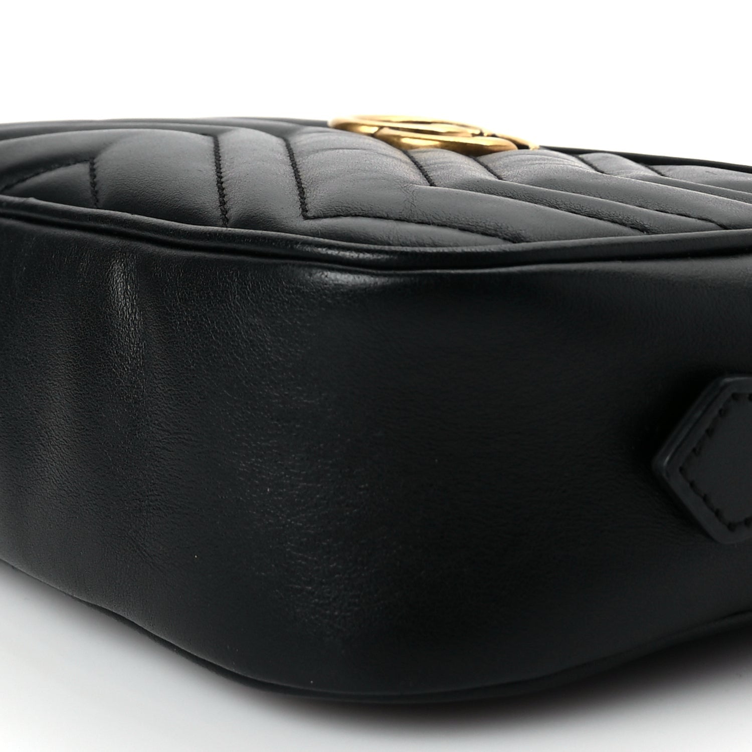 Gucci Calfskin Matelasse Mini GG Marmont Chain Shoulder Bag Black Black 9 of 9
