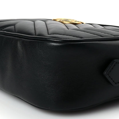 Gucci Calfskin Matelasse Mini GG Marmont Chain Shoulder Bag Black Black 9 of 9
