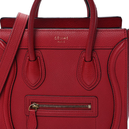 Celine Drummed Calfskin Nano Luggage Merlot 7 of 9