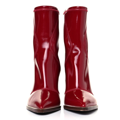 Fendi Glossy Neoprene FFrame Ankle Boots 36 Rosso Ciliegia 2 of 7