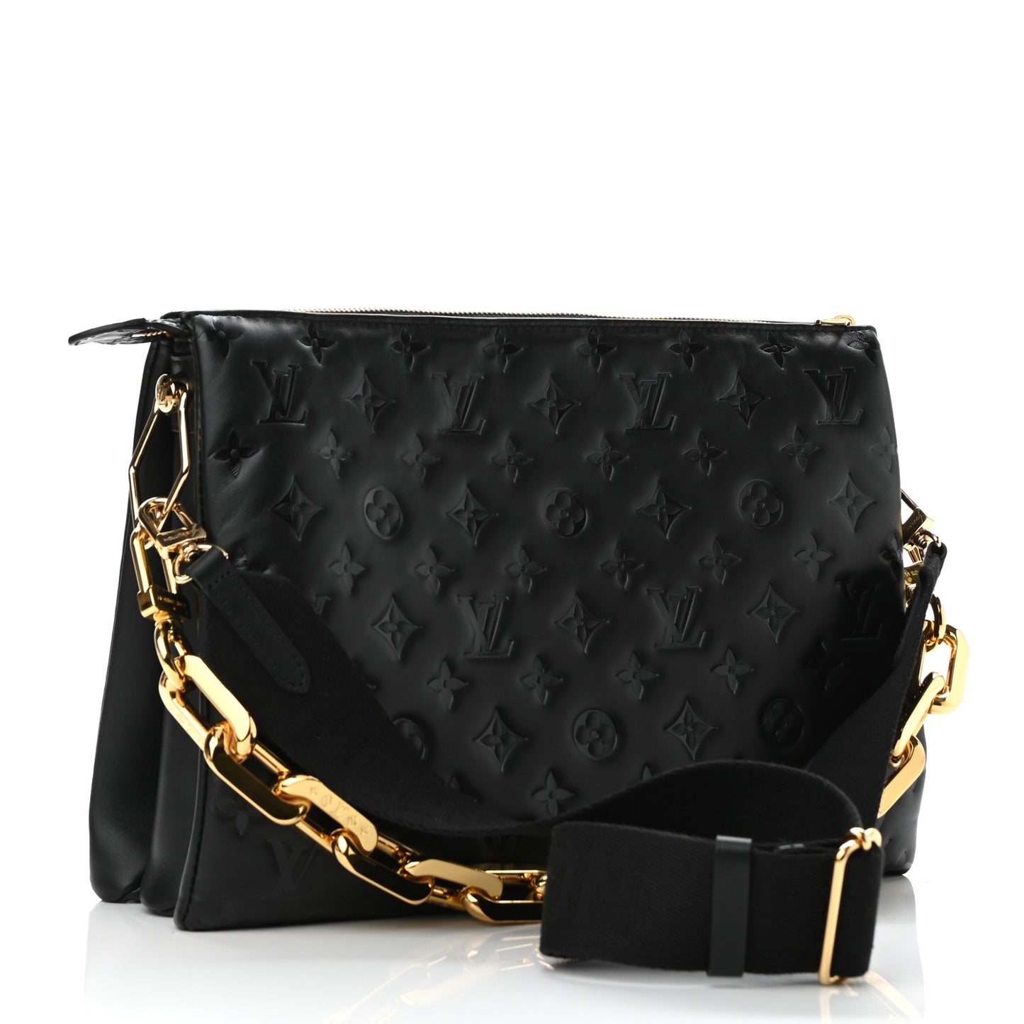 Lambskin Embossed Monogram Coussin MM Black