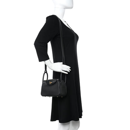 Hermes Taurillon Clemence Mini Lindy 20 Black 2 of 11