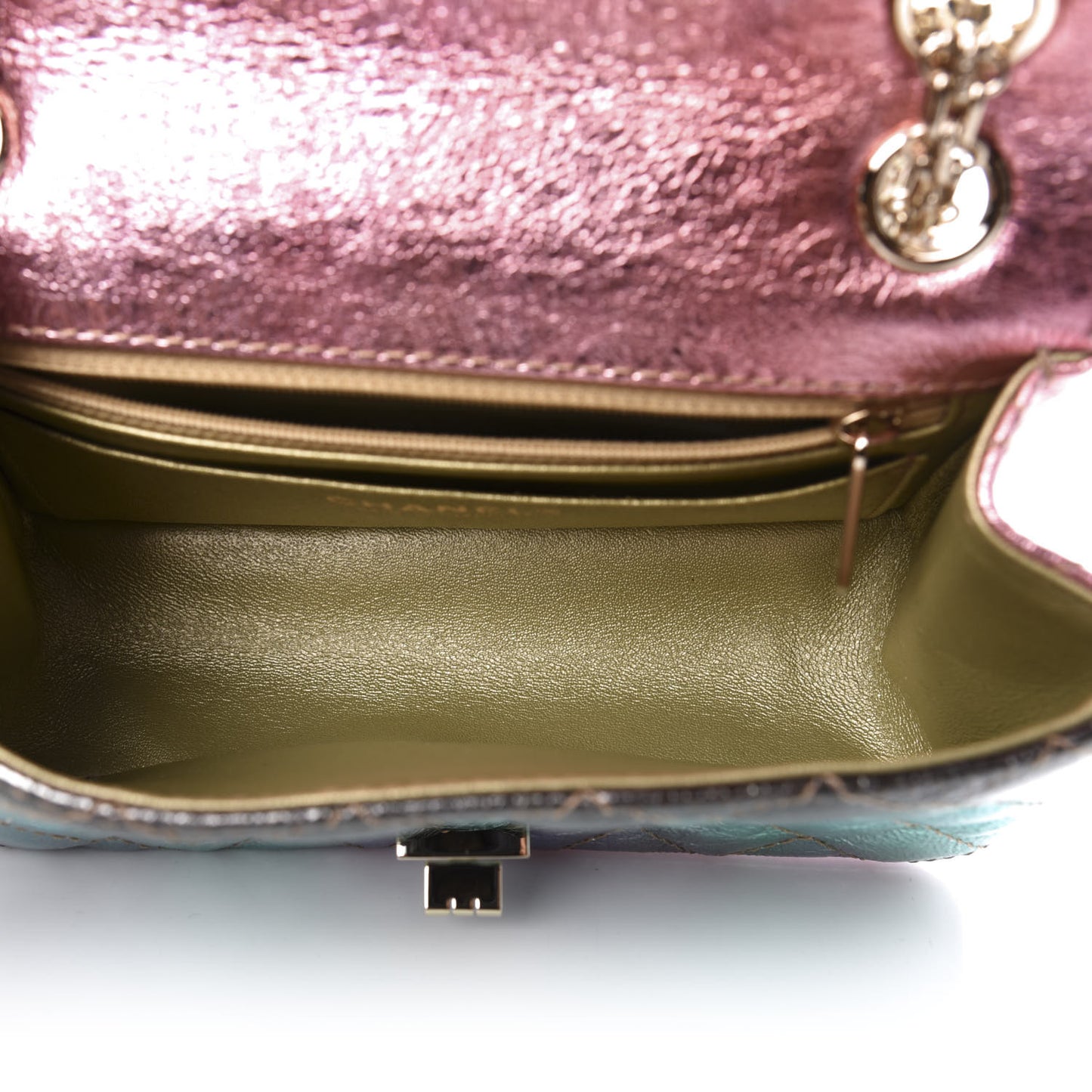 Metallic Goatskin Quilted Mini 2.55 Reissue Flap Multicolor