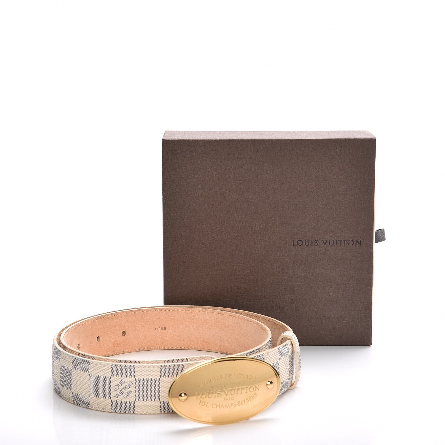 Louis Vuitton Damier Azur Voyage Belt 85 34 8 of 8